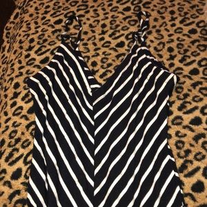 Long striped navy blue summer dress.